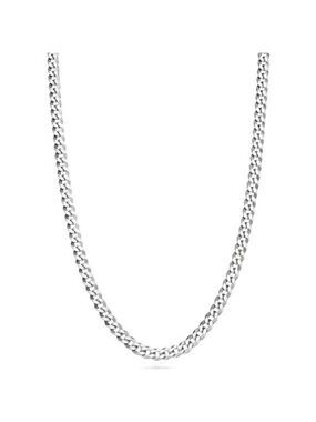 925 Sterling Silver 3.5mm Cuban Link Chain Necklace Unisex Italian Jewelry